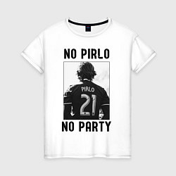 Футболка хлопковая женская No Pirlo no party, цвет: белый