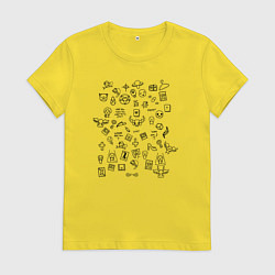 Футболка хлопковая женская THE BINDING OF ISAAC СТИКИ, цвет: желтый
