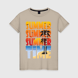 Футболка хлопковая женская SUMMER TIME, цвет: миндальный