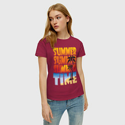Футболка хлопковая женская SUMMER TIME, цвет: маджента — фото 2
