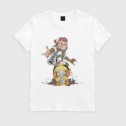 Футболка хлопковая женская Крутой Монк, цвет: белый