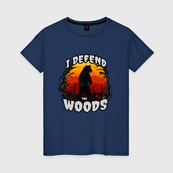 Футболка хлопковая женская Медведь I defend the woods, цвет: тёмно-синий