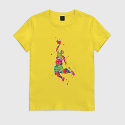 Футболка хлопковая женская Basketball Player, цвет: желтый