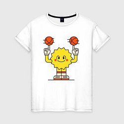 Футболка хлопковая женская Sun Basketball, цвет: белый