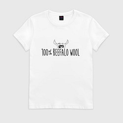Футболка хлопковая женская Стопроцентная шесть бифало, цвет: белый