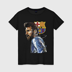 Футболка хлопковая женская Lionel Messi Barcelona Argentina Striker, цвет: черный