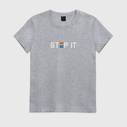 Футболка хлопковая женская Stop it, цвет: меланж