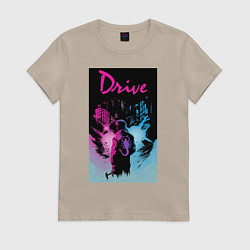 Футболка хлопковая женская DRIVE фильм, цвет: миндальный