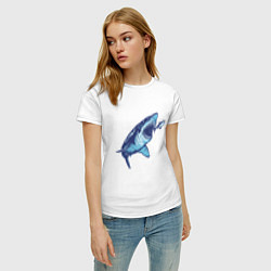 Футболка хлопковая женская Гигантская акула Мегалодон, цвет: белый — фото 2