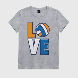 Футболка хлопковая женская Love Volleyball, цвет: меланж