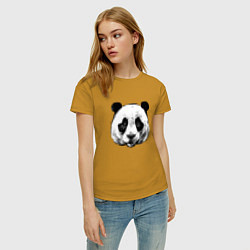 Футболка хлопковая женская Голова панды, цвет: горчичный — фото 2