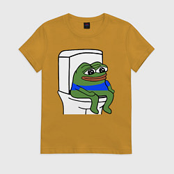 Футболка хлопковая женская Лягушонок пепе, цвет: горчичный