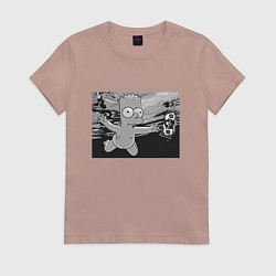 Футболка хлопковая женская Simpsons x Nirvana, цвет: пыльно-розовый