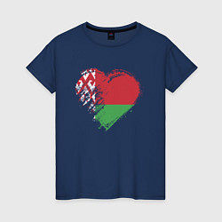 Футболка хлопковая женская Сердце Беларуси, цвет: тёмно-синий