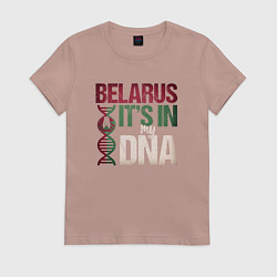 Футболка хлопковая женская ДНК - Беларусь, цвет: пыльно-розовый