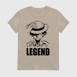 Футболка хлопковая женская Луффи Легенда One Piece, цвет: миндальный