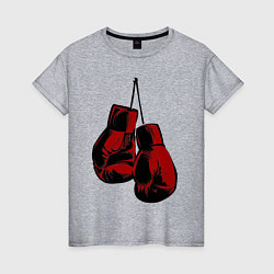 Футболка хлопковая женская Боксерские перчатки, цвет: меланж