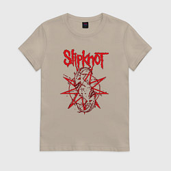 Футболка хлопковая женская Slipknot Slip Goats Art, цвет: миндальный