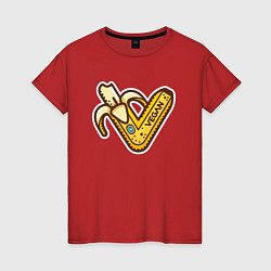 Футболка хлопковая женская Banana Vegan, цвет: красный