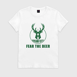 Футболка хлопковая женская Fear The Deer, цвет: белый