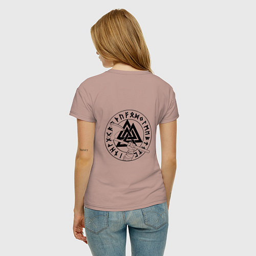 Женская футболка ТОР RUNES ВАЛЬКНУТ спина Z / Пыльно-розовый – фото 4