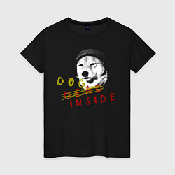Футболка хлопковая женская DOG INSIDE SF, цвет: черный