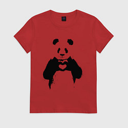 Футболка хлопковая женская ПАНДА ЛАЙК ЛЮБОВЬ PANDA LOVE, цвет: красный
