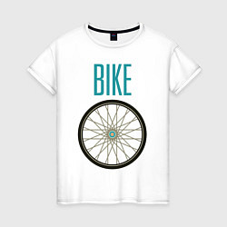 Футболка хлопковая женская Велосипед, колесо, цвет: белый