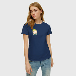 Футболка хлопковая женская Баттерс в кармане, цвет: тёмно-синий — фото 2