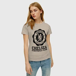 Футболка хлопковая женская Chelsea FC: Emblem, цвет: миндальный — фото 2
