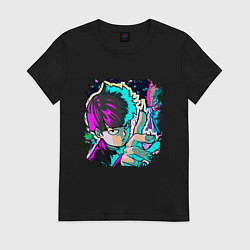 Футболка хлопковая женская Моб Психо 100, цвет: черный