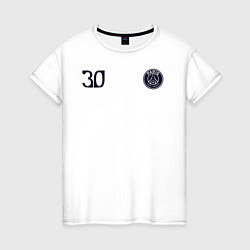 Футболка хлопковая женская PSG Messi 30 New 202223, цвет: белый