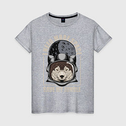 Женская футболка Волк-космонавт