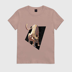 Футболка хлопковая женская Львица, цвет: пыльно-розовый