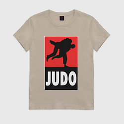 Футболка хлопковая женская Judo, цвет: миндальный