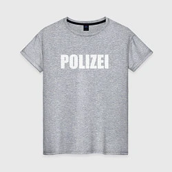 Футболка хлопковая женская POLIZEI Полиция Надпись Белая, цвет: меланж