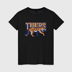 Футболка хлопковая женская Tigers, цвет: черный