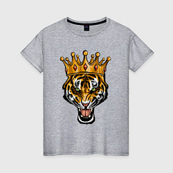 Футболка хлопковая женская Царь тигр, цвет: меланж