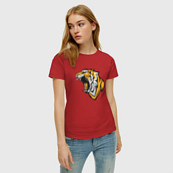 Футболка хлопковая женская Грозный Тигр, цвет: красный — фото 2