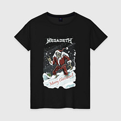 Футболка хлопковая женская Merry Christmas, Megadeth, цвет: черный