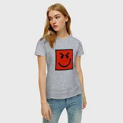 Футболка хлопковая женская BON JOVI HAVE A NICE DAY SMILE LOGO, цвет: меланж — фото 2