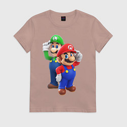 Футболка хлопковая женская Mario Bros, цвет: пыльно-розовый