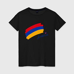 Футболка хлопковая женская Любимая Армения, цвет: черный
