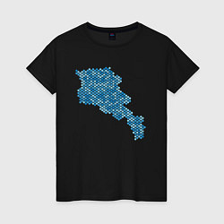 Футболка хлопковая женская Armenia Blue Map, цвет: черный