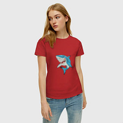 Футболка хлопковая женская Акула-молот, цвет: красный — фото 2