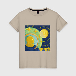 Футболка хлопковая женская Space Oddity 42, цвет: миндальный