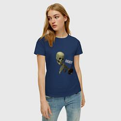 Футболка хлопковая женская Дудец Trumpet Skull, цвет: тёмно-синий — фото 2
