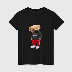 Женская футболка Крутой медвежонок в спортивках