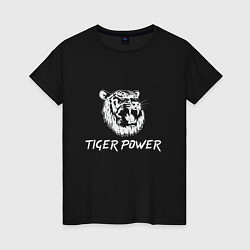 Футболка хлопковая женская Power of Tiger, цвет: черный