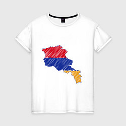 Футболка хлопковая женская Карта Армения, цвет: белый